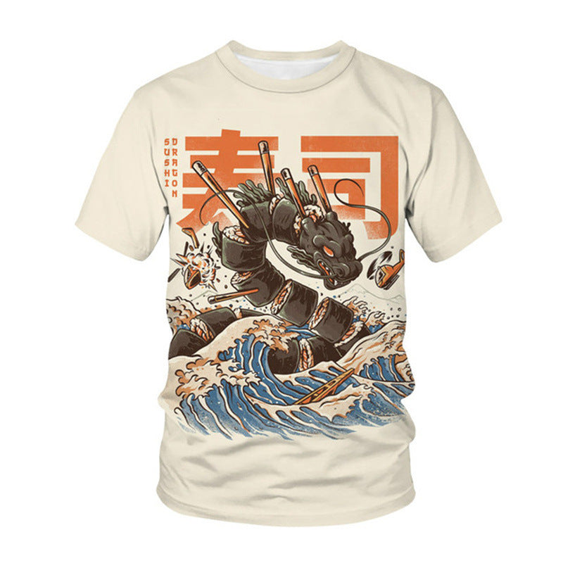 Samurai Cat Graphic Tee - Japanese Print Men's