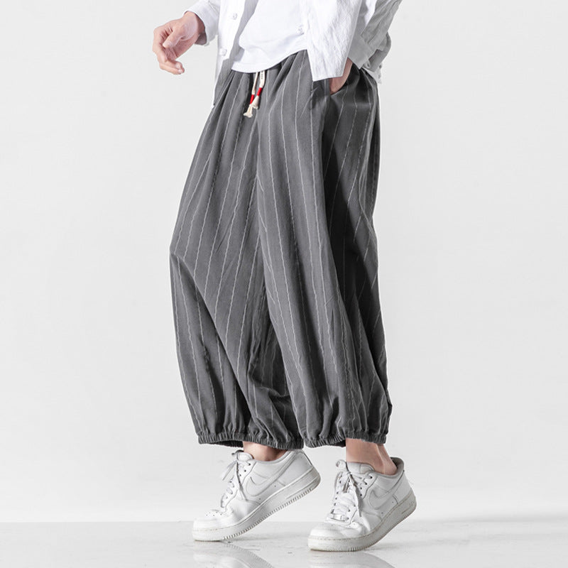 Bloomers Men's Chinese Style Cotton And Linen Men's Casual Pants