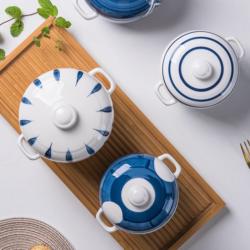 Japanese Style Hotel Ceramic Stew Pot With Lid
