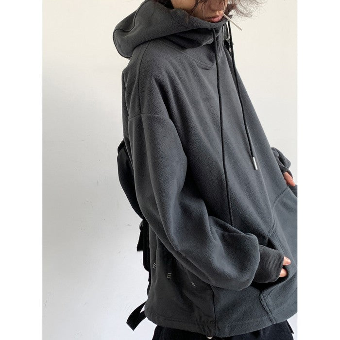 Japanese-style Retro Half Turtleneck Hooded Fleece Sweater