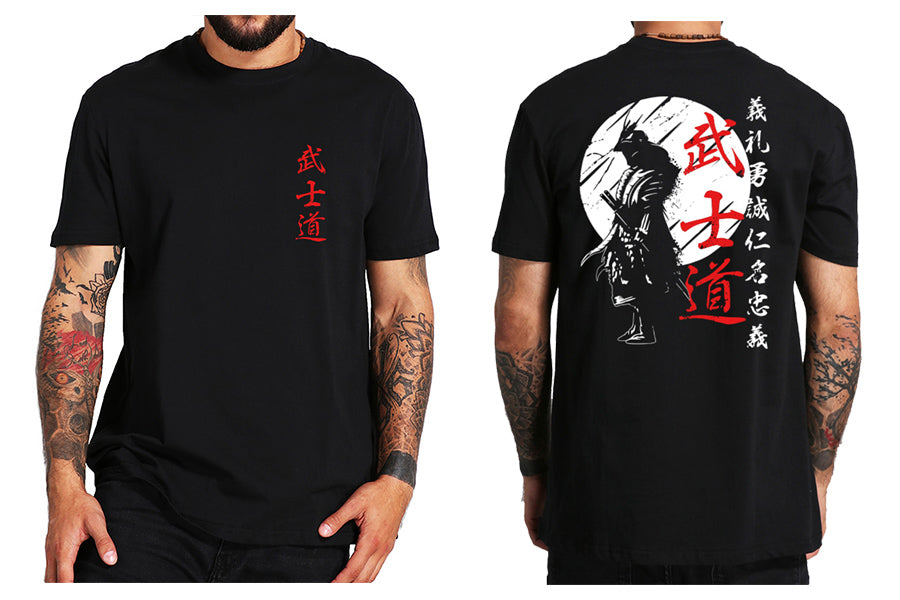 Japan Samurai Spirit T-Shirts mit japanischem Rückendruck (EU)