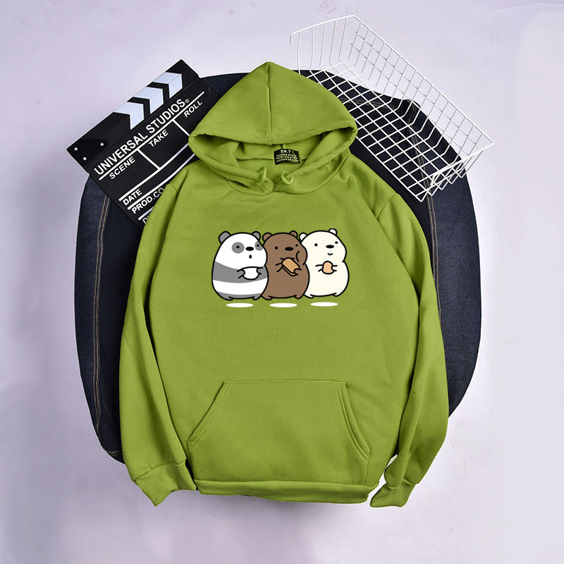 Bear bear food print plus hooded sweatshirt