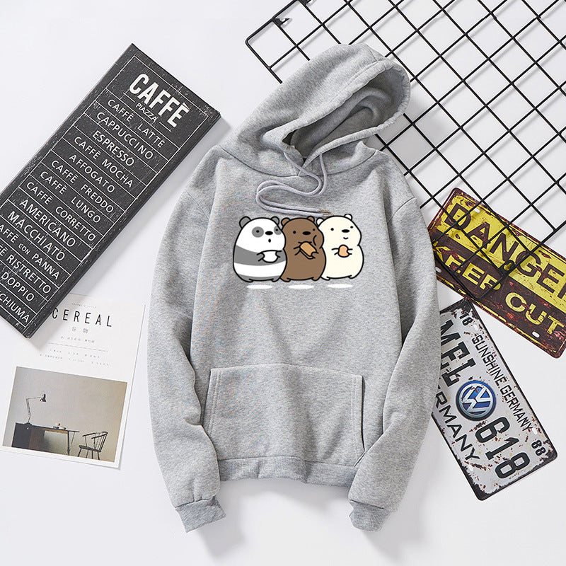 Bear bear food print plus hooded sweatshirt