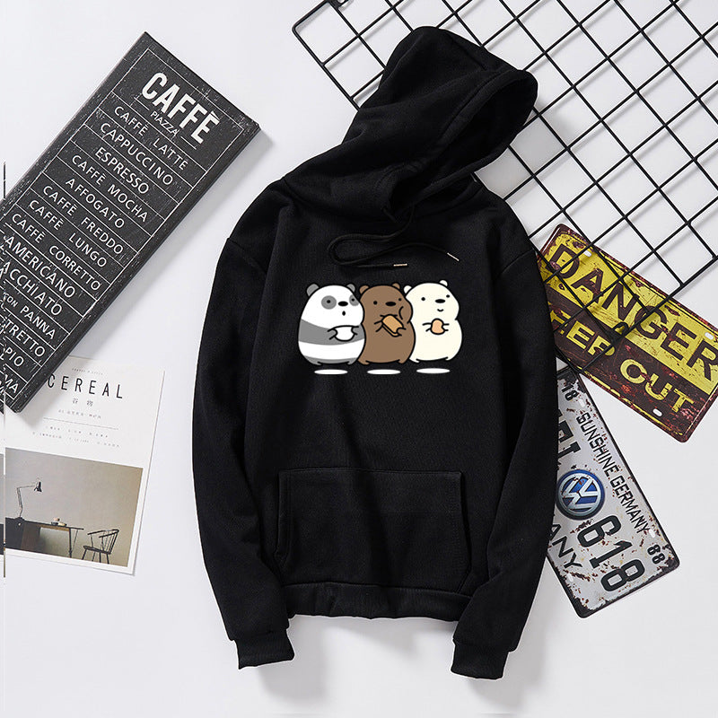 Bear bear food print plus hooded sweatshirt