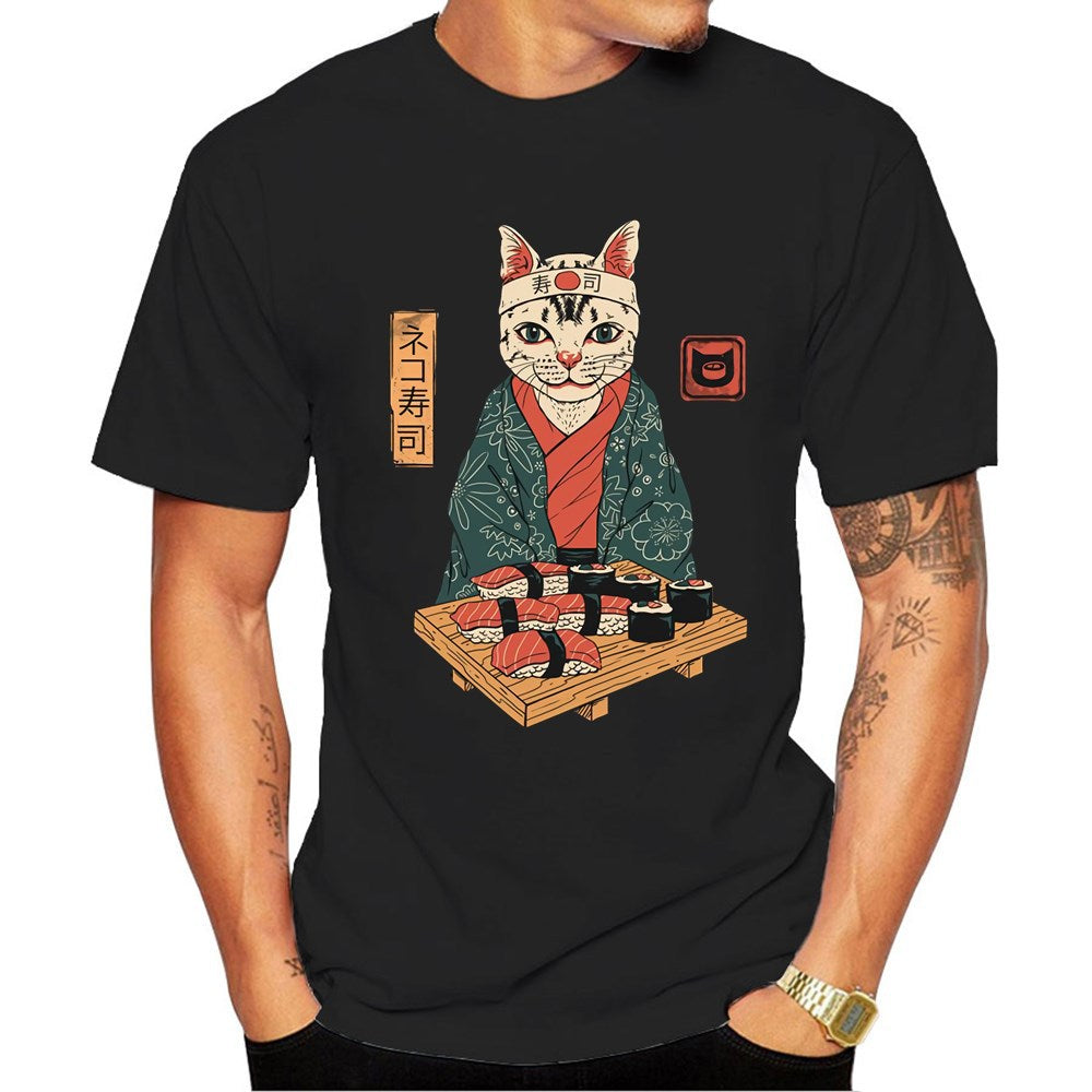 Japanese style cotton short sleeve men's T-shirt