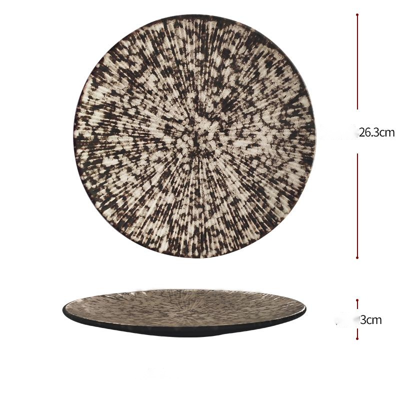 Japanese Style Striped Platter Round Ceramic Plate