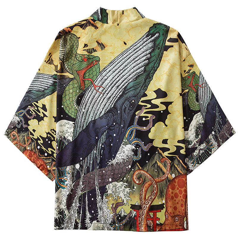 Japanese Ukiyo E Kimono Thin Shirt Couple Style