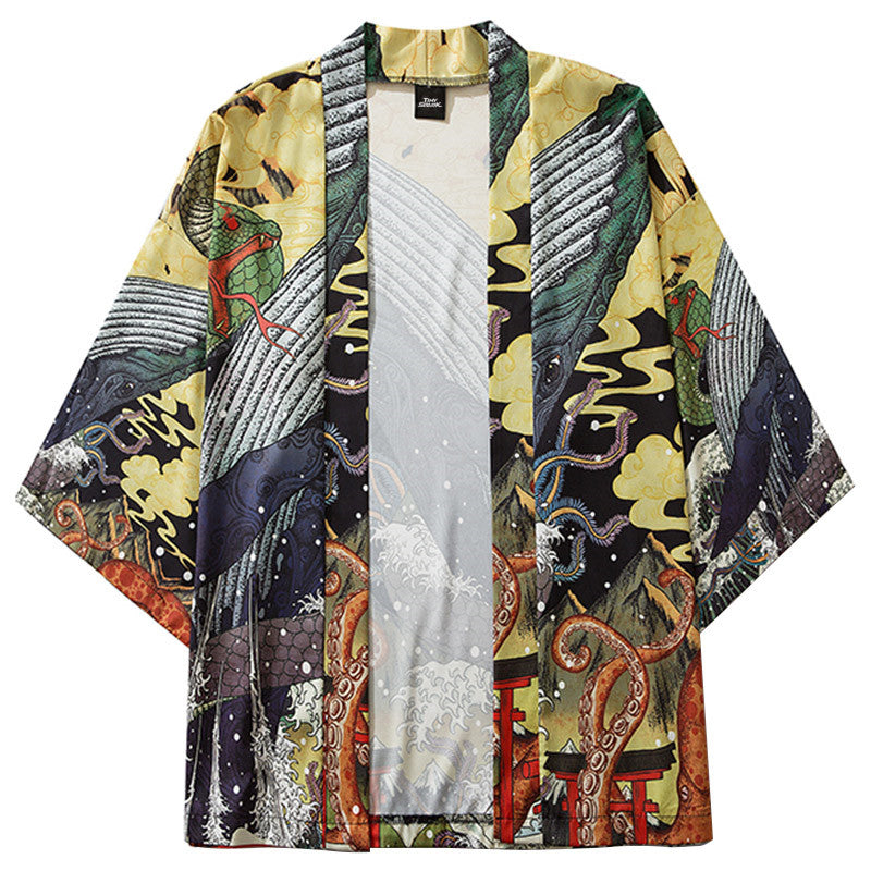 Japanese Ukiyo E Kimono Thin Shirt Couple Style