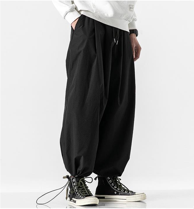 Japanese Wide-Leg Pants – Minimalist Drawstring Comfort