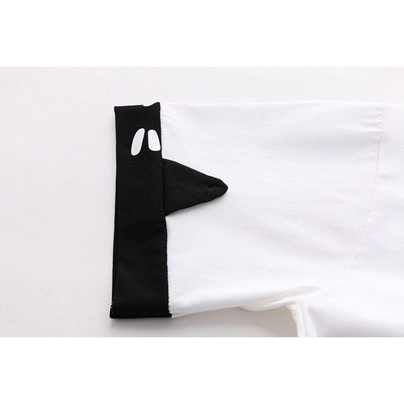 Japanese College Style Cat Beard Embroidery Short Sleeves