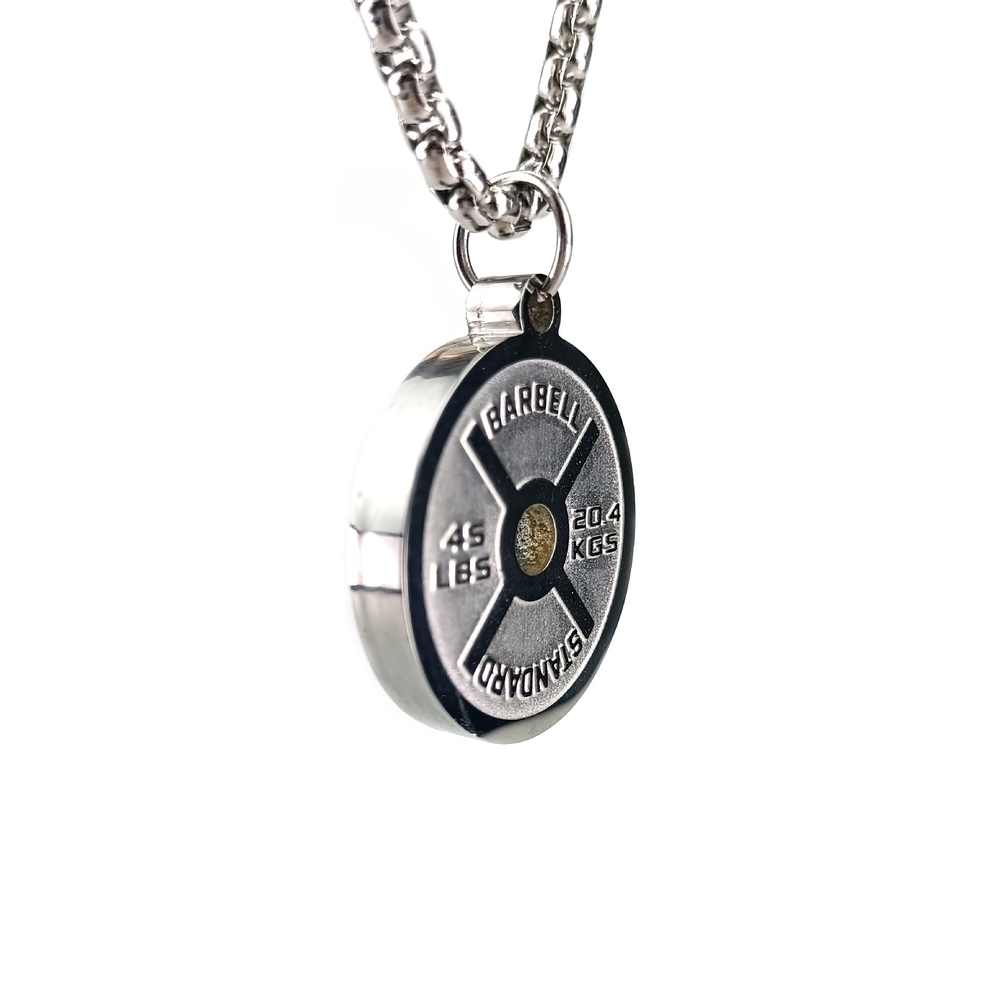Stainless Steel Barbell Disc Necklace
