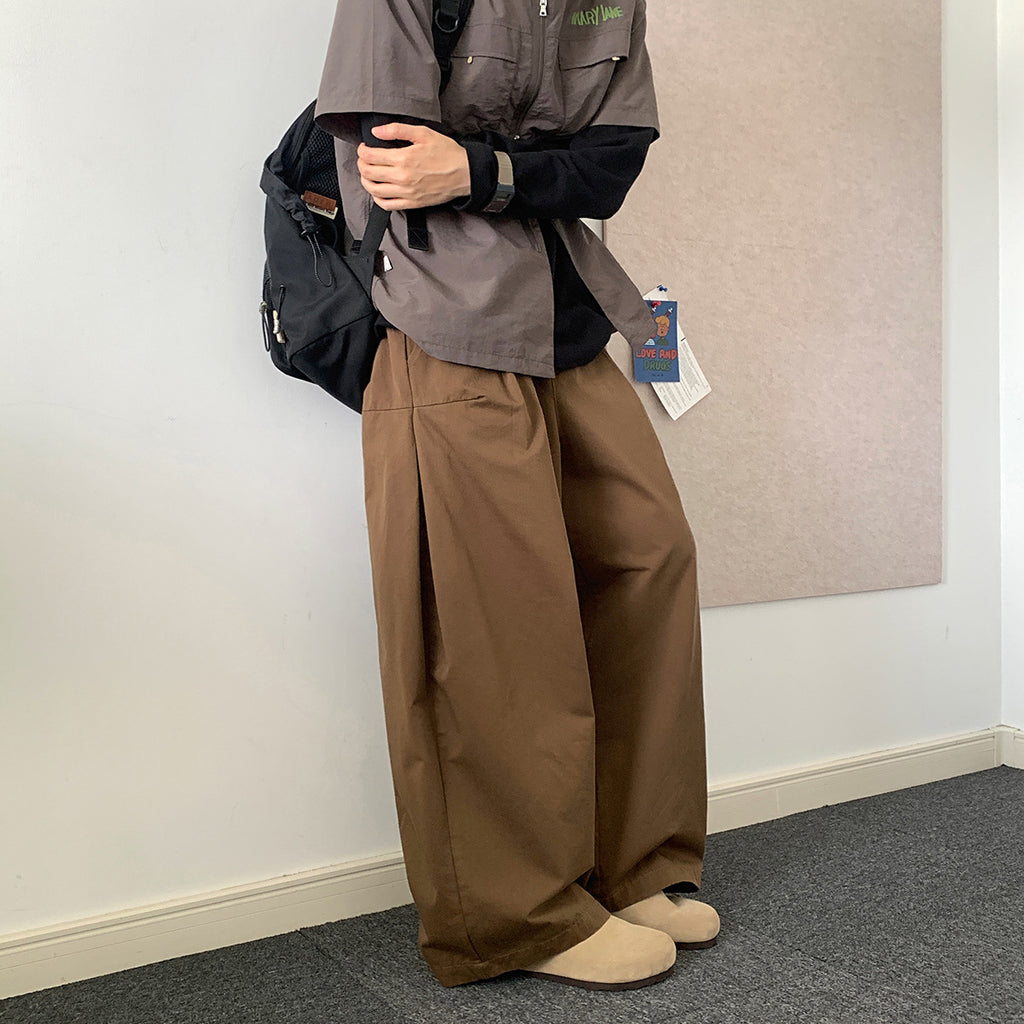 Japanische Hose mit weitem Bein, einfarbig, lässig, locker