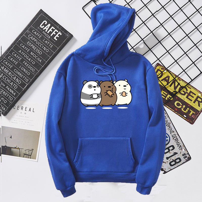 Bear bear food print plus hooded sweatshirt