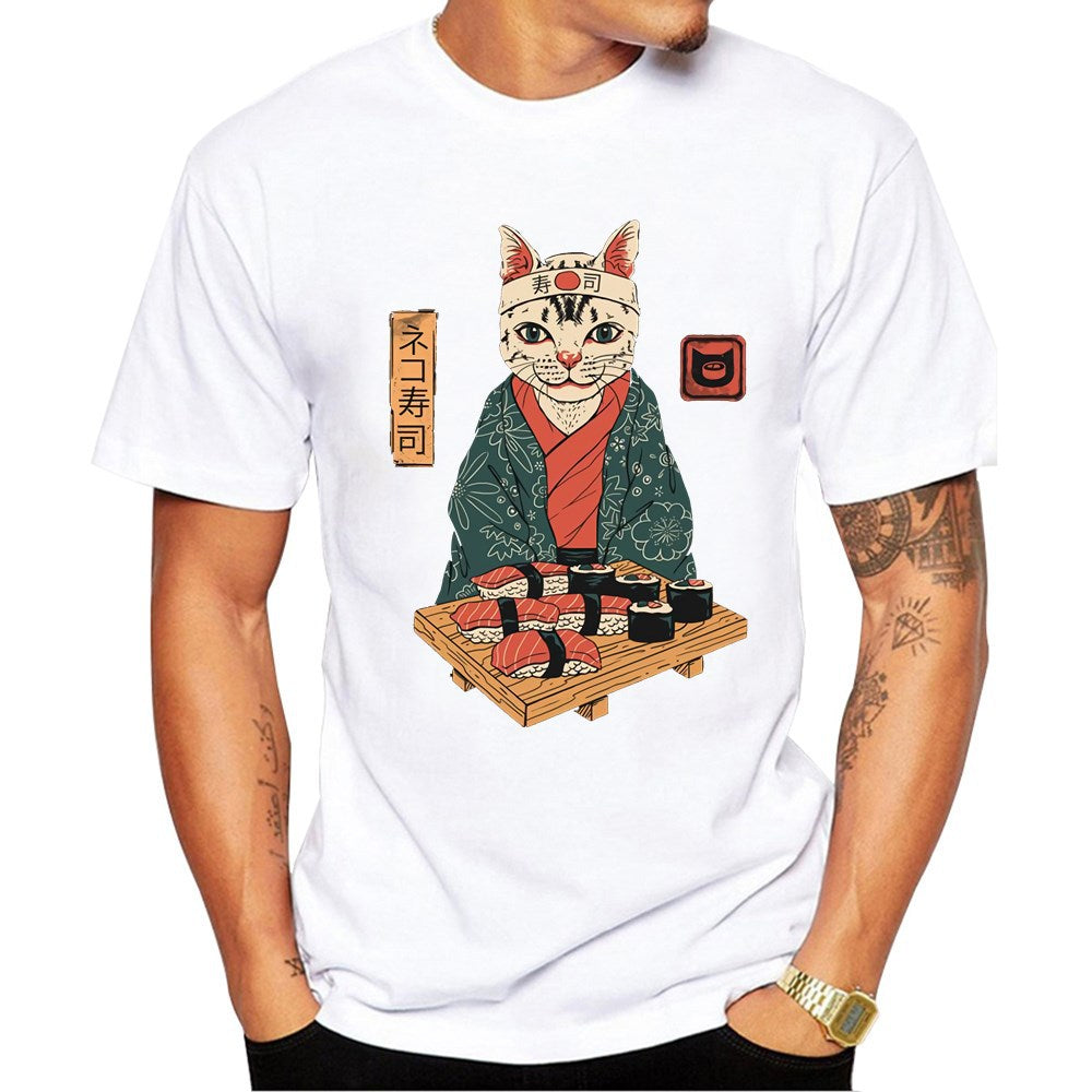 Japanese style cotton short sleeve men's T-shirt