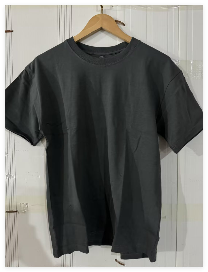 Plus Size Blank Cotton Tee - Oversized Retro