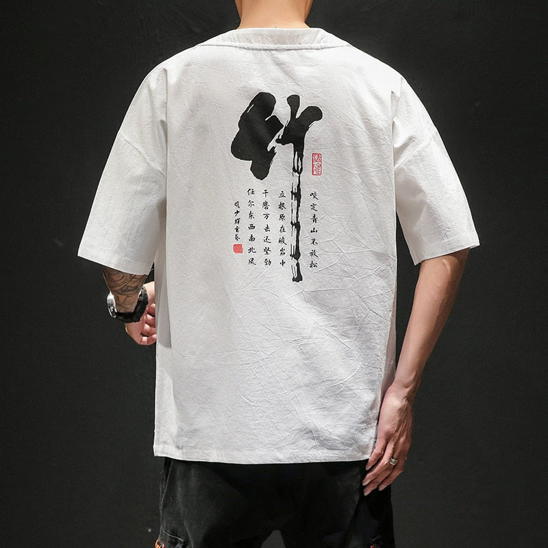 Kanji Print Oversized Shirt – Japanese Streetwear Statement