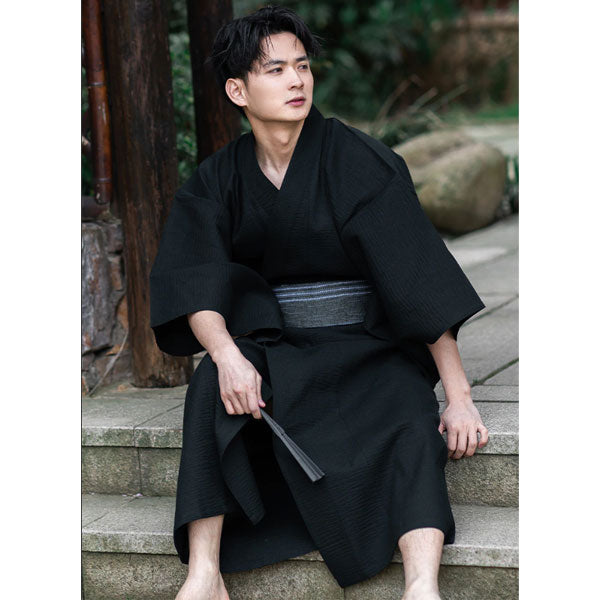 Men's Kimono Samurai Robe Bathrobe Japanese Style