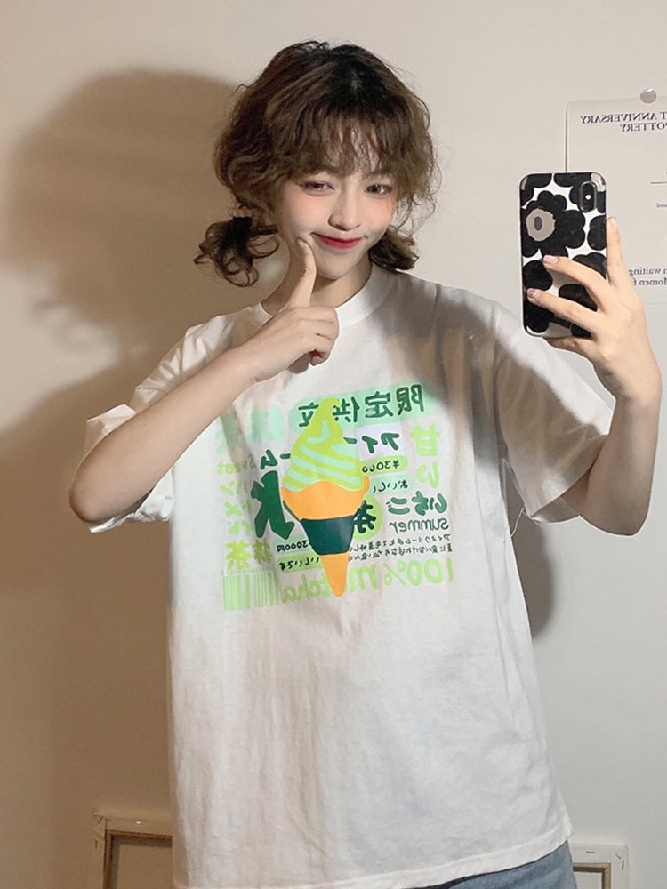 Japanese Style Short-sleeved T-shirt Women's Ins College Style Loose