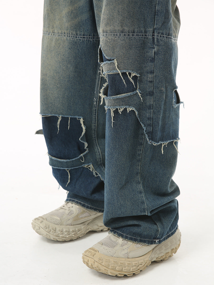 Men's Japanese-style Retro High Street Ripped Jeans