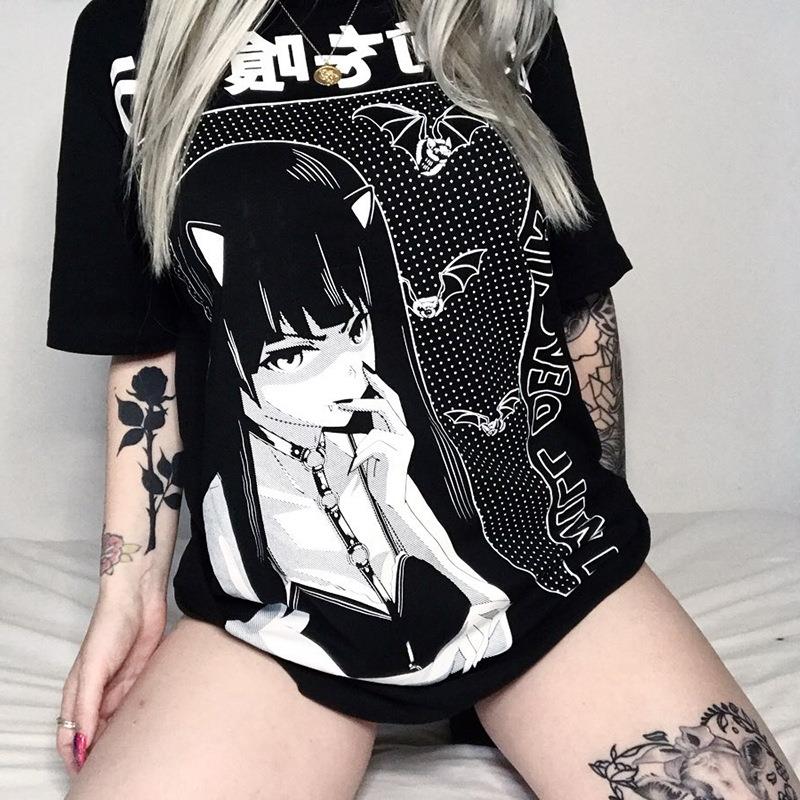 Langes, bedrucktes Oversize-T-Shirt – lockerer Rundhalsausschnitt