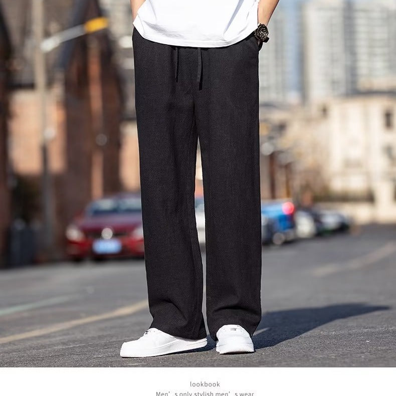 Men's Japanese-style Retro Linen Baggy Straight Trousers