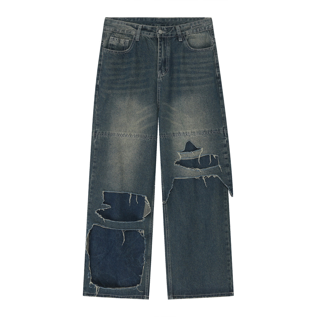 Men's Japanese-style Retro High Street Ripped Jeans