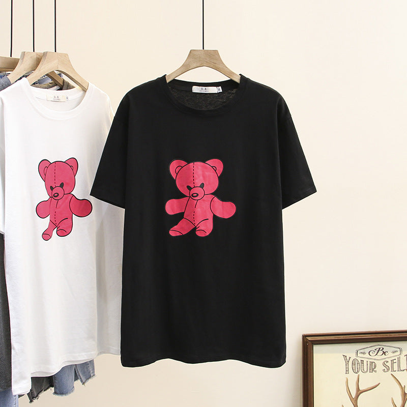 Bear Print Oversized Tee - Cute Women's Shirt