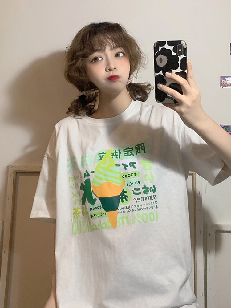 Japanese Style Short-sleeved T-shirt Women's Ins College Style Loose