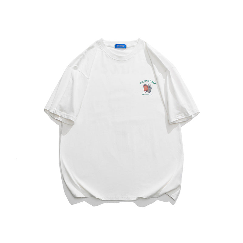 Back Printed Round Neck T-shirt Japanese Style