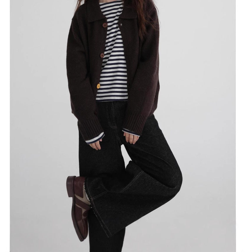 Japanese-style Retro Small Lapel Sweater Coat