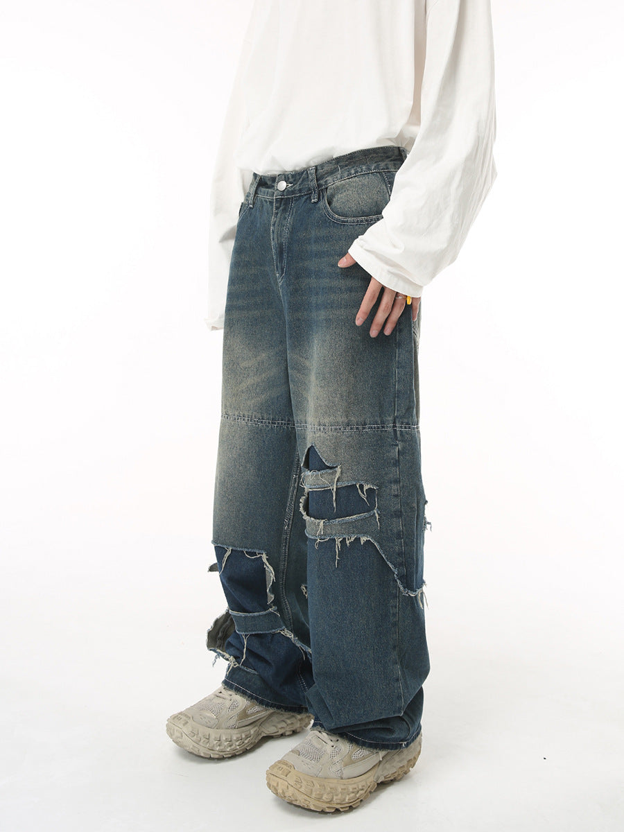 Men's Japanese-style Retro High Street Ripped Jeans