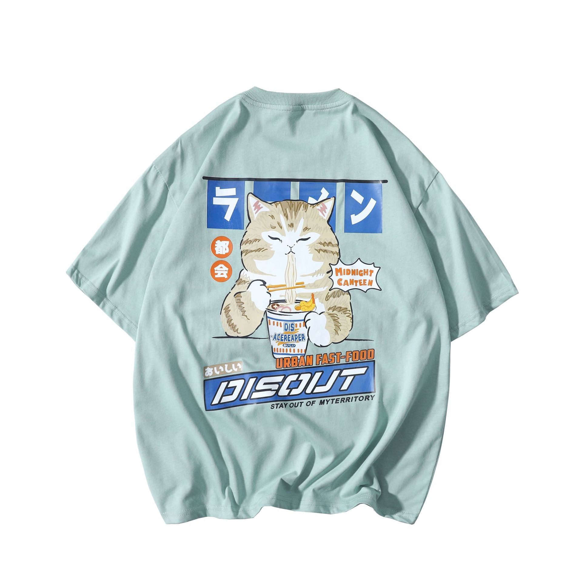 Japanese Cat Cartoon Tee - Kawaii Anime Print