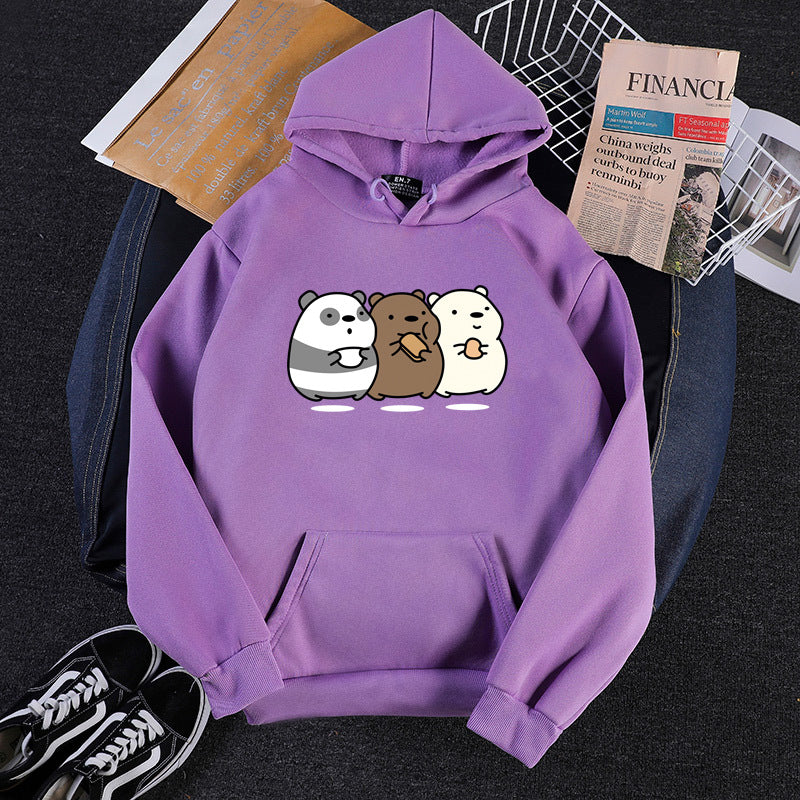Bear bear food print plus hooded sweatshirt