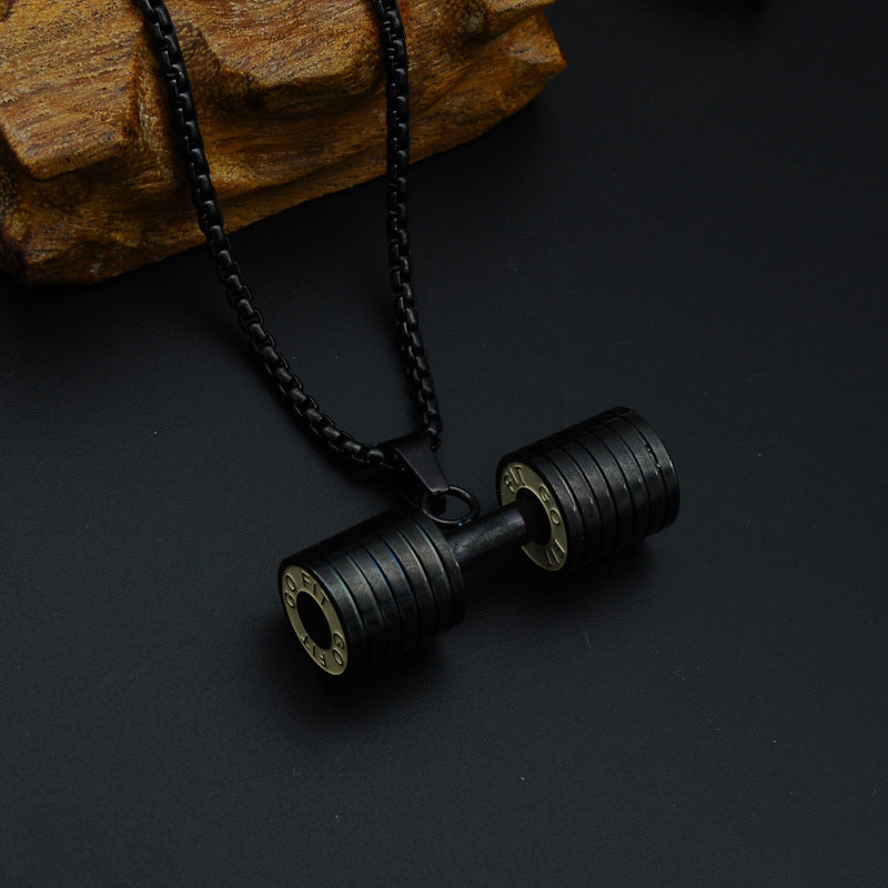 Stainless steel fitness dumbbell necklace pendant