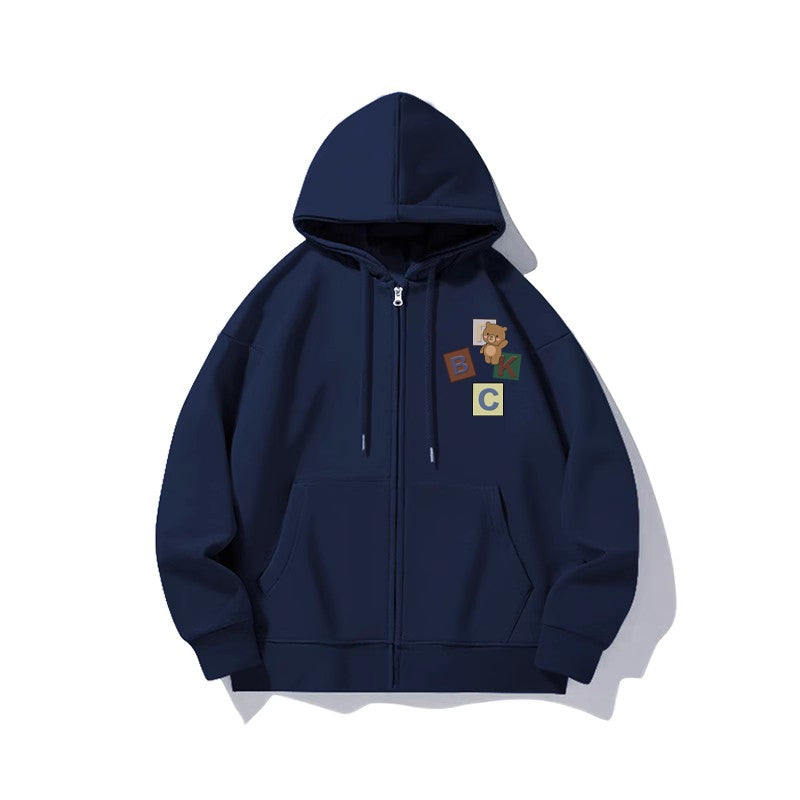 Melange-grauer Cardigan mit Reißverschluss für Damen und Herren, Herbst