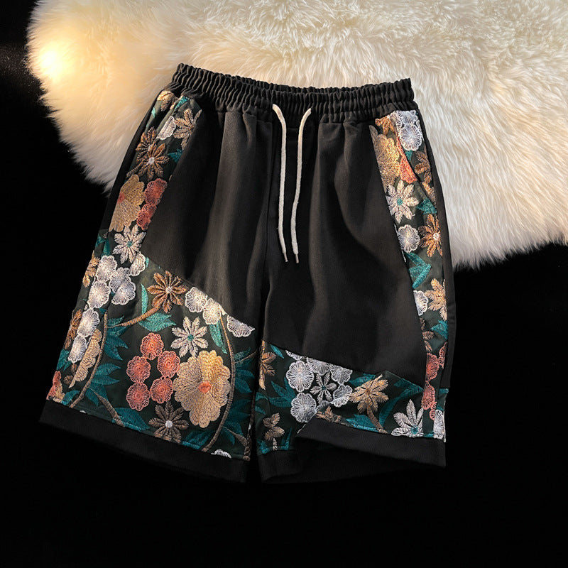 Hong Kong Style Plus Size Shorts Japanese Style Embroidery