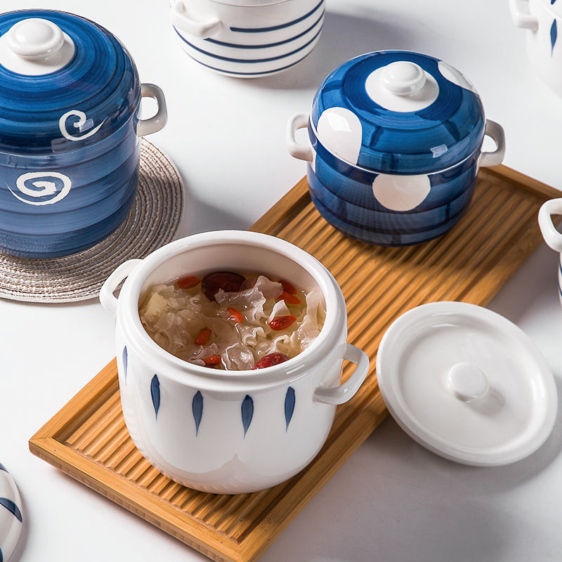 Japanese Style Hotel Ceramic Stew Pot With Lid