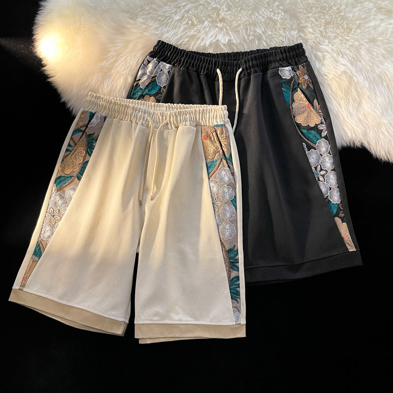 Hong Kong Style Plus Size Shorts Japanese Style Embroidery