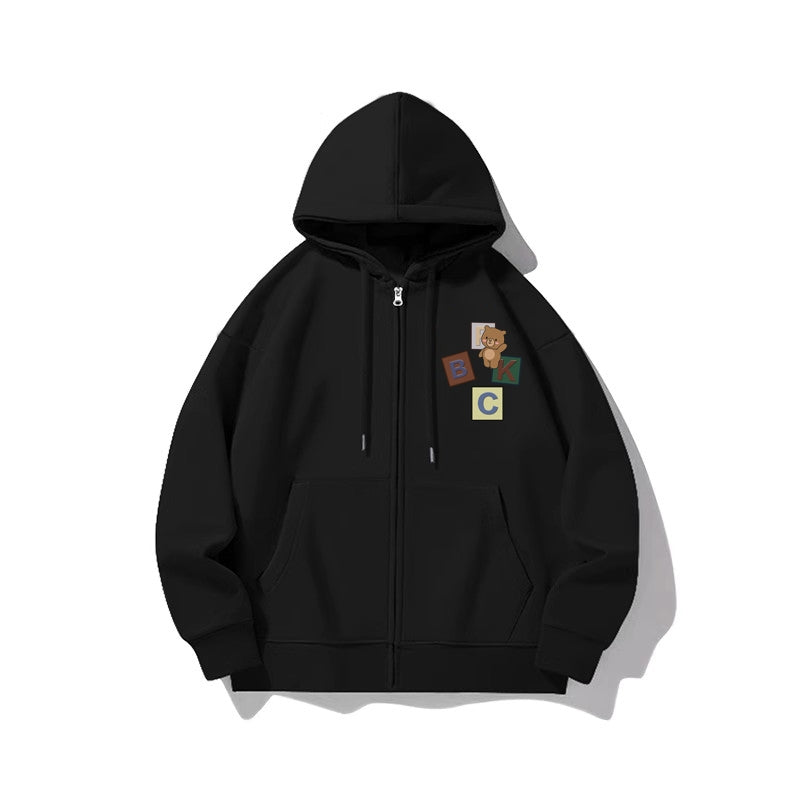 Melange-grauer Cardigan mit Reißverschluss für Damen und Herren, Herbst