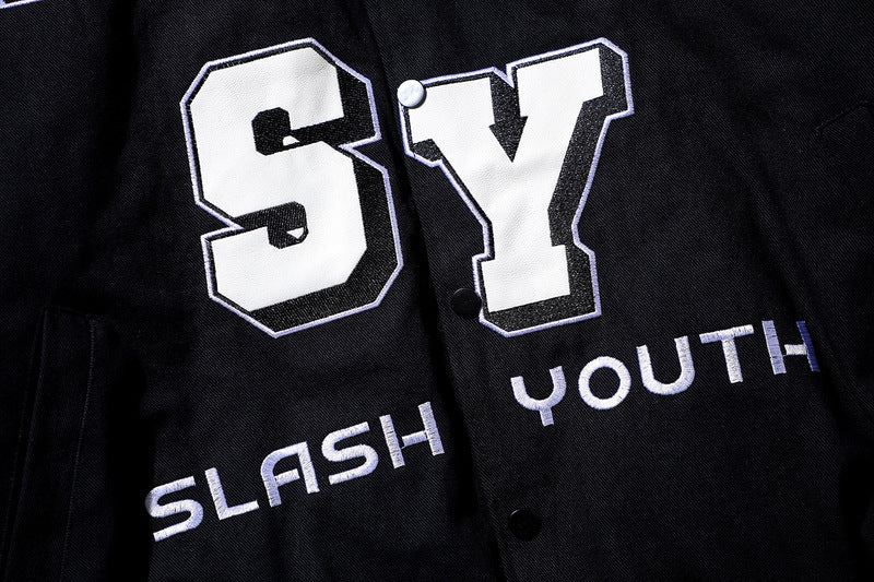 Men Retro Embroidered Patch Racing Street Hip Hop Motorcycle Suit Jacket