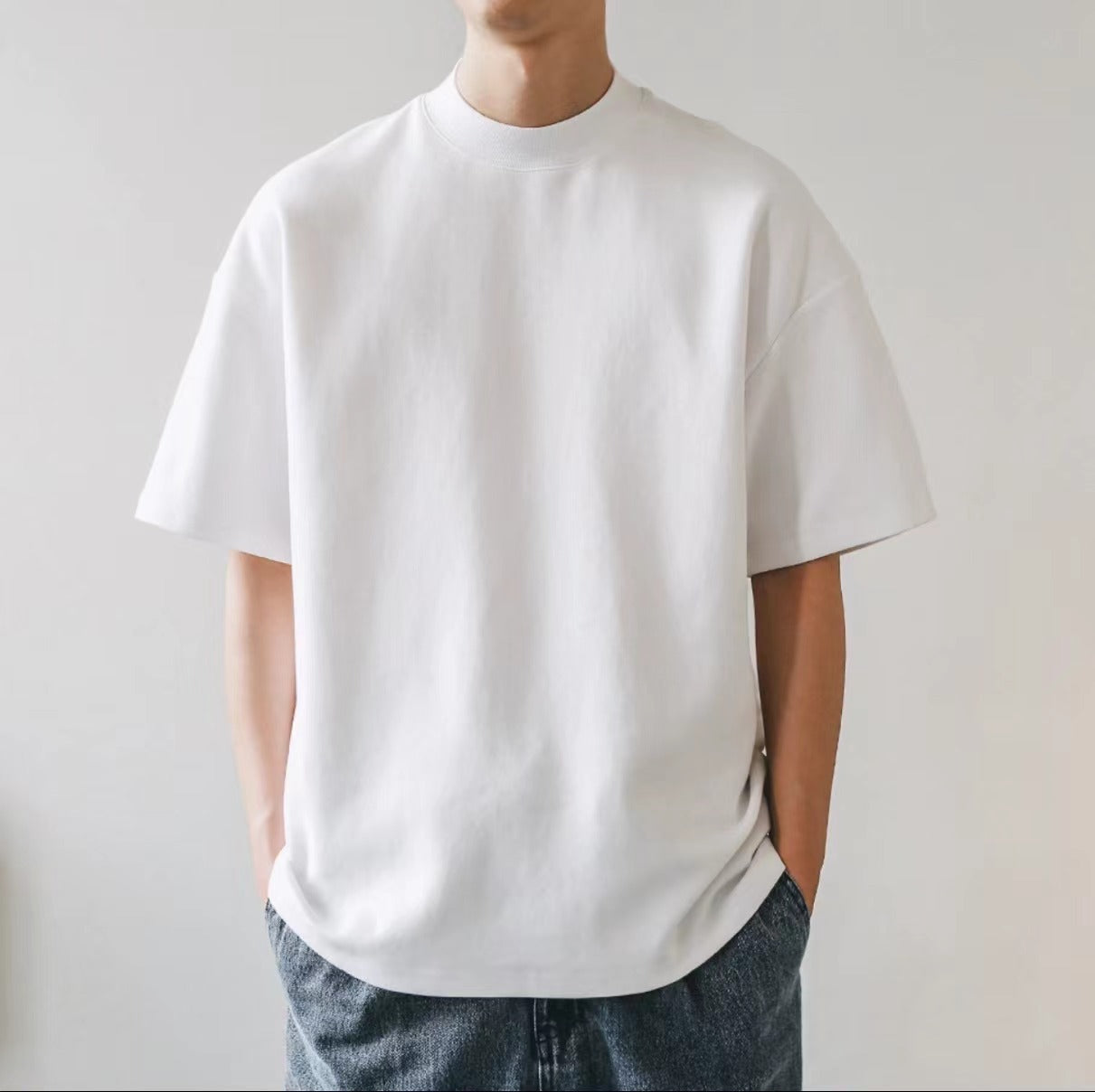 Plus Size Blank Cotton Tee - Oversized Retro