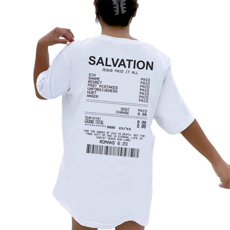 Salvation Bible Verse Tee - Oversized Women's