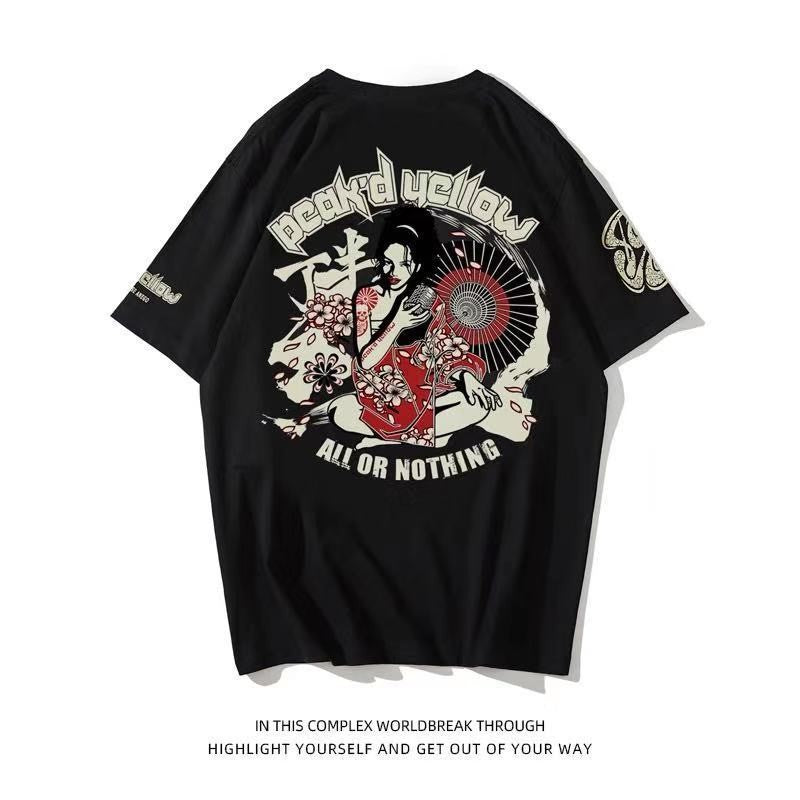 Cherry Blossom Graphic Tee - Sakura Tattoo Art