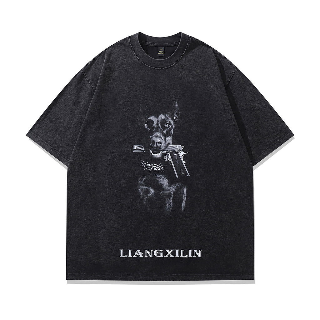 Doberman Hip-Hop Tee - Oversized Streetwear