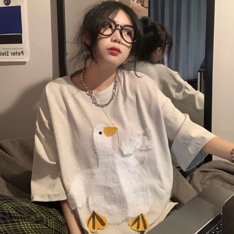 Women's Japanese Style Duck Loose Short Sleeve