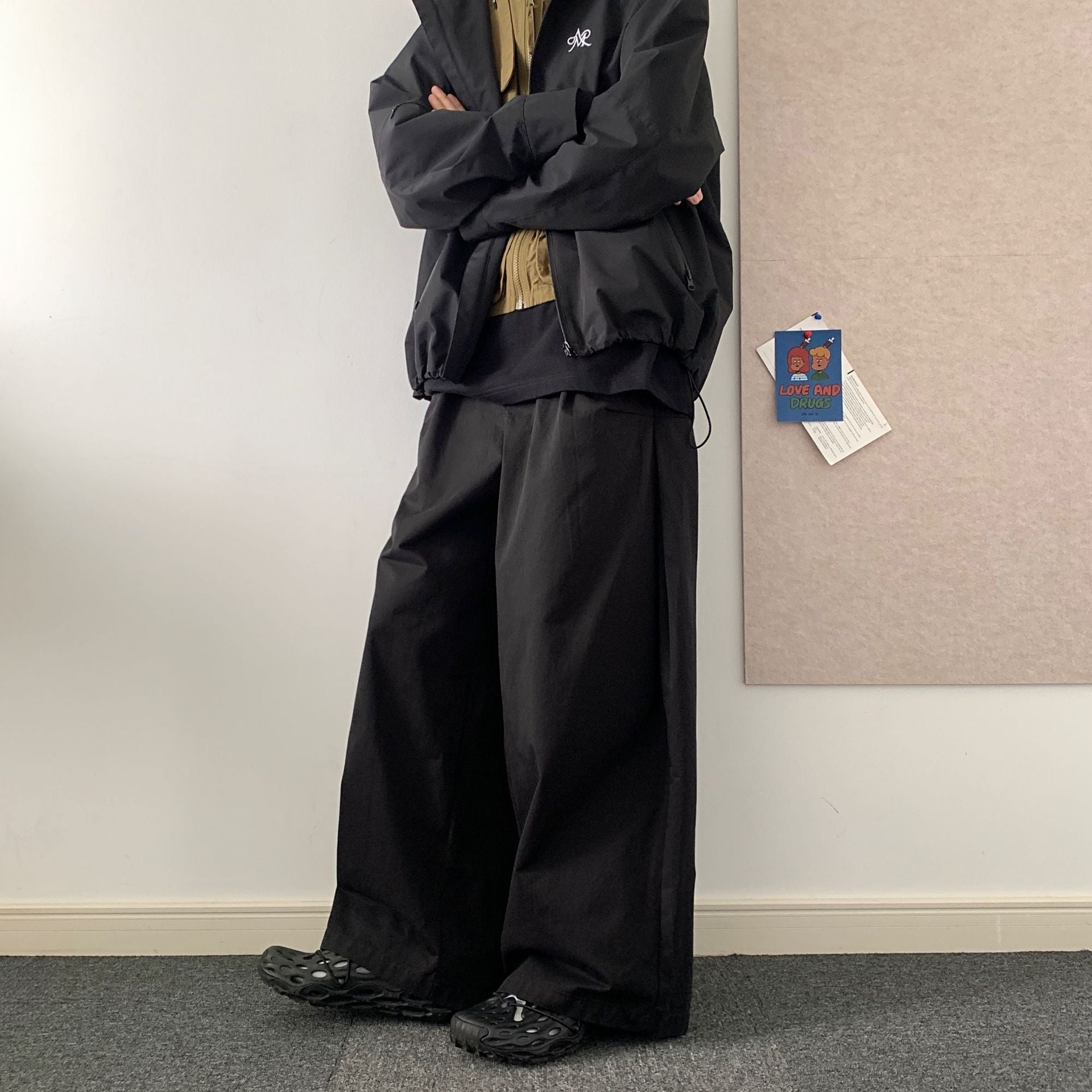 Japanische Hose mit weitem Bein, einfarbig, lässig, locker