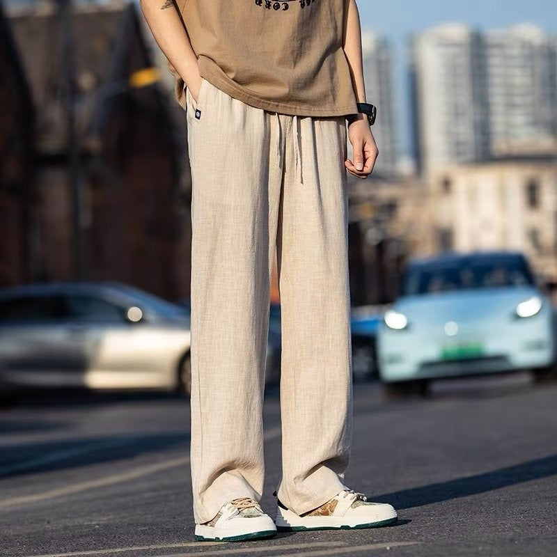 Men's Japanese-style Retro Linen Baggy Straight Trousers