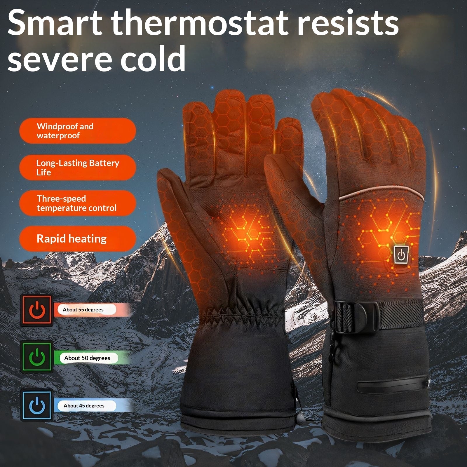 Ladies' Winter Warm Charging Electric Heating Unisex Touchscreen Riding Gloves