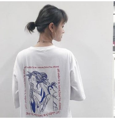 Japanese Geisha Tee - Loose Fit Graphic Print