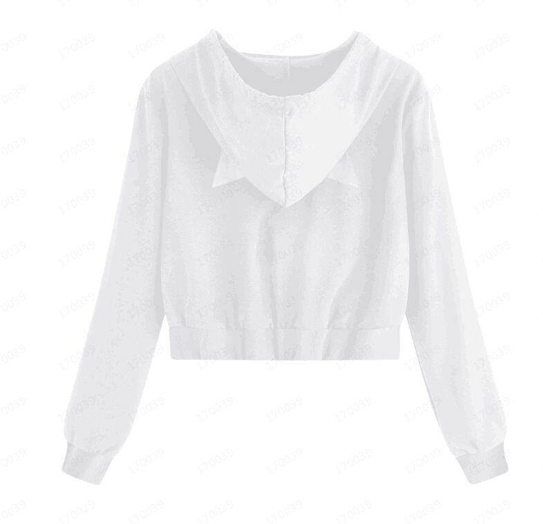 Pullover mit Hasenohren, Reißverschluss, Kapuze und Seil